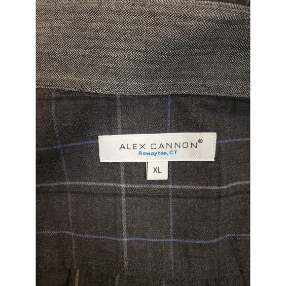 Alex Cannon Men's XL Long Sleeve Shirt Button Down Grey Windowpane Soft - Picture 3 of 13